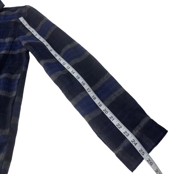 ASOS Design Mens Navy & Gray Plaid Button-Up Flannel Shirt Jackets Size Small - Picture 7 of 10